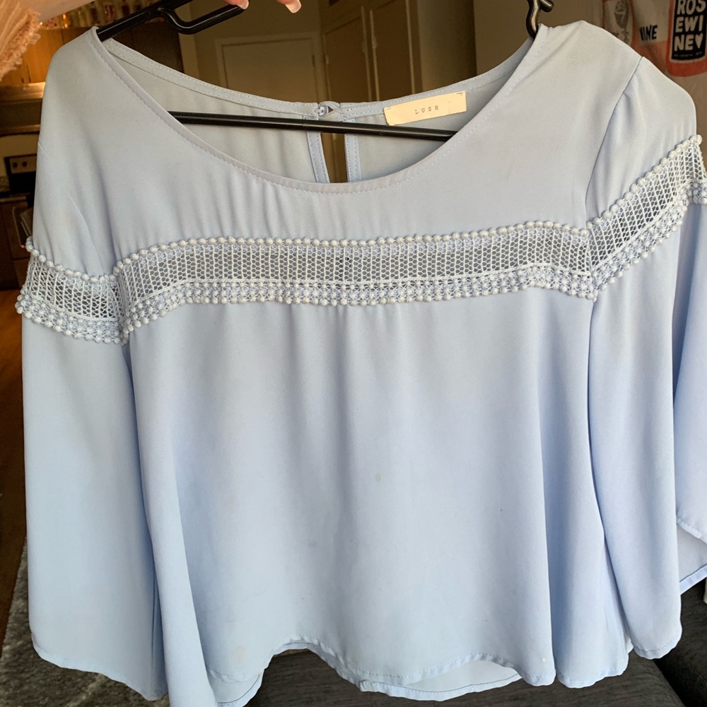 Light Blue Blouse with Lace details